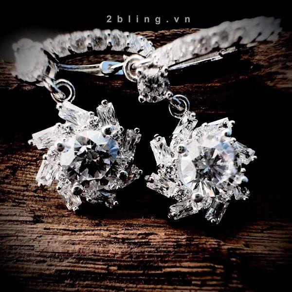  Bông tai nữ đá moissanite - 2BJB29 - Silver 