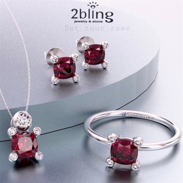  Bộ Garnet Hồng - S95 + Đá Garnet Hồng 