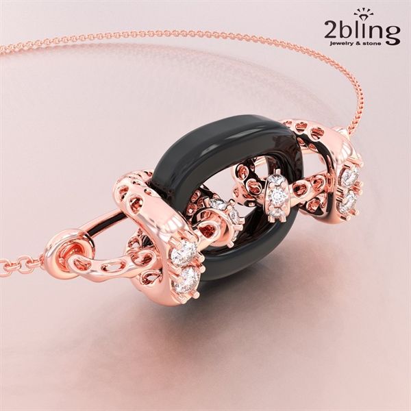  Lắc tay thiết kế 18K - Đá cẩm thạch đen, moissanite - SP000518 