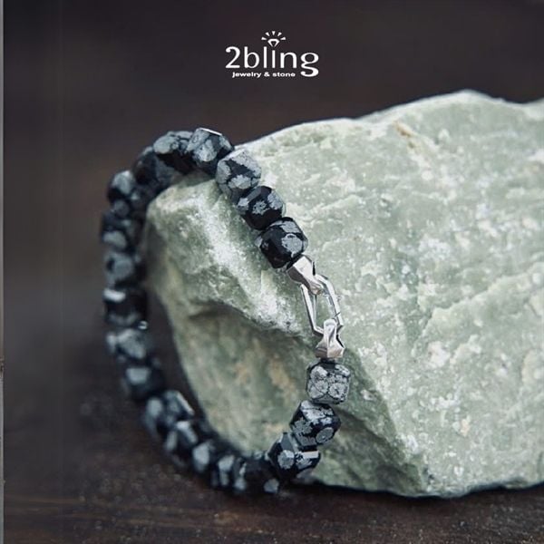  Vòng Tay Đá Snowflake Obsidian 