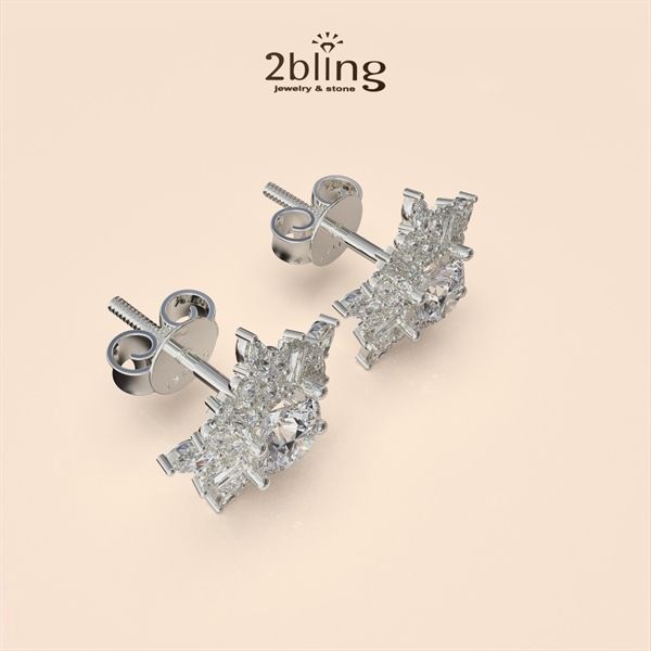  Bông tai nữ đá moissanite -2BJB9 - Silver 