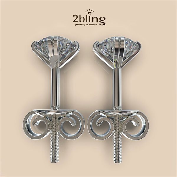  Bông tai nữ đá moissanite - 2BJB2 (5ly) - Silver (cặp) 