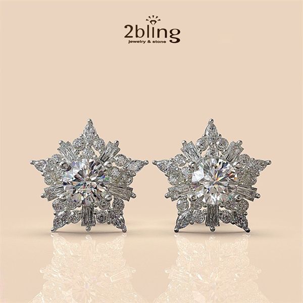  Bông tai nữ đá moissanite -2BJB9 - Silver 