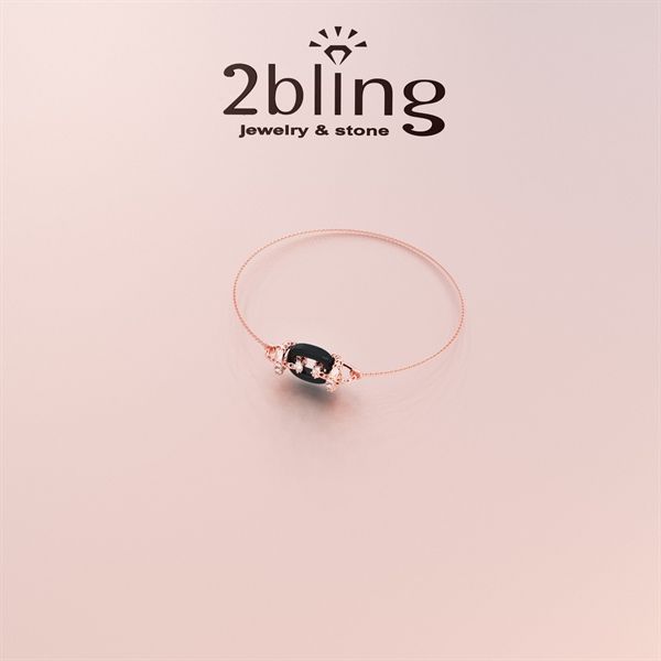  Lắc tay thiết kế vàng 10k - Đá cẩm thạch đen + moissanite - SP000556 