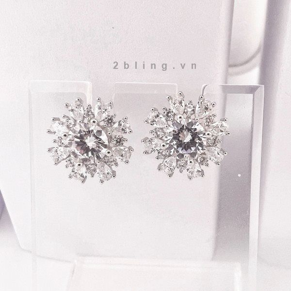  Bông tai nữ đá moissanite - 2BJB28 - Silver 