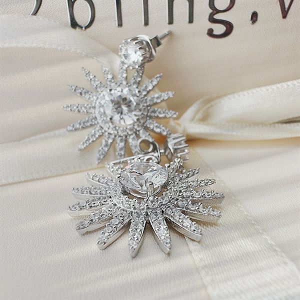  Bông tai nữ đá moissanite - 2BJB13 - Silver 