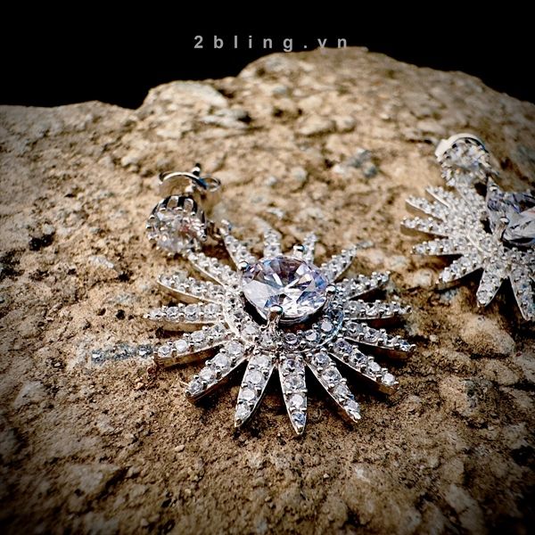  Bông tai nữ đá moissanite - 2BJB13 - Silver 