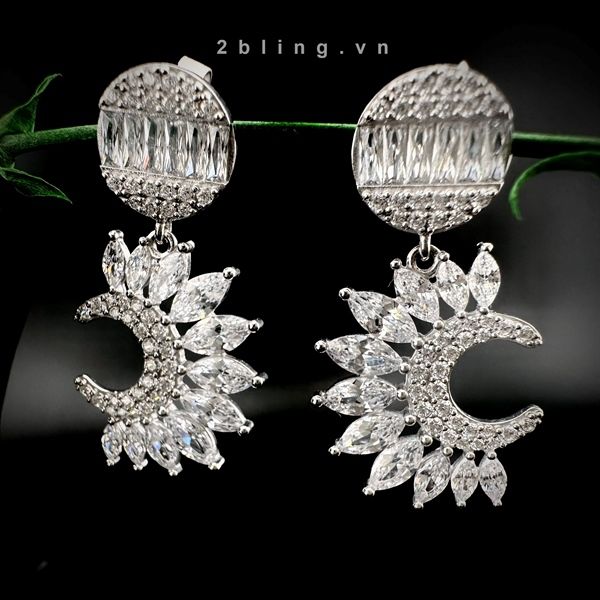  Bông tai nữ đá moissanite - 2BJB10 - Silver 