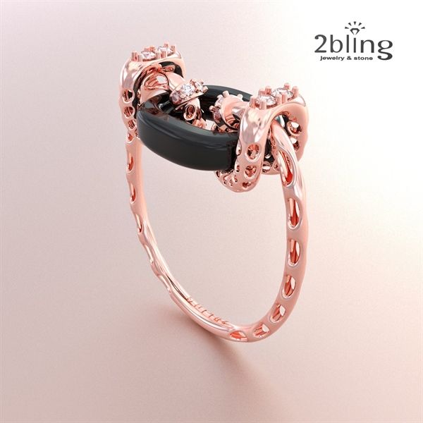  Nhẫn Thiết Kế 18K - Đá Cẩm Thạch Đen - 2BJNTK09 