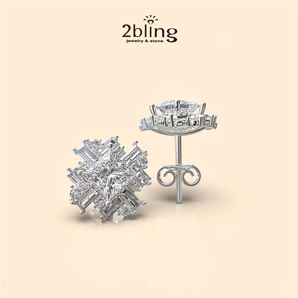  Bông tai nữ đá moissanite - 2BJB26 - Silver 