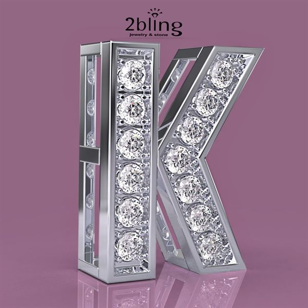  Mặt thiết kế 14k - Mặt kí tự- vàng trắng + kim cương - SP000551 