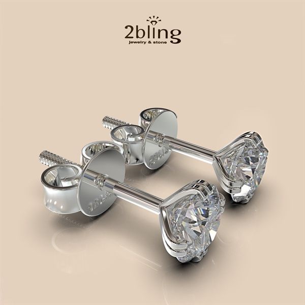  Bông tai nữ đá moissanite - 2BJB2 (5ly) - Silver (cặp) 