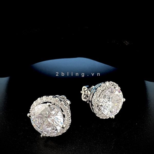  Bông tai nữ đá moissanite - 2BJB12 - Silver 