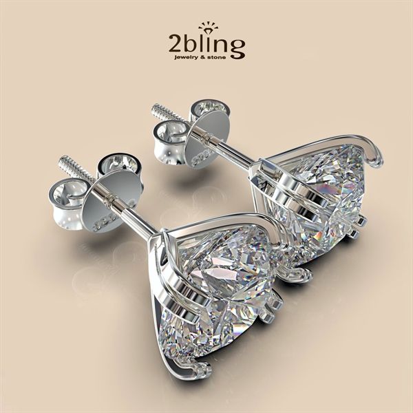  Bông tai nữ đá moissanite - 2BJB4 (9ly) - Silver (cặp) 