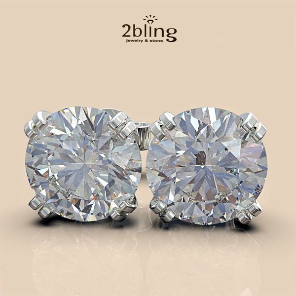  Bông tai nữ đá moissanite - 2BJB3 (7ly) - Silver (cặp) 