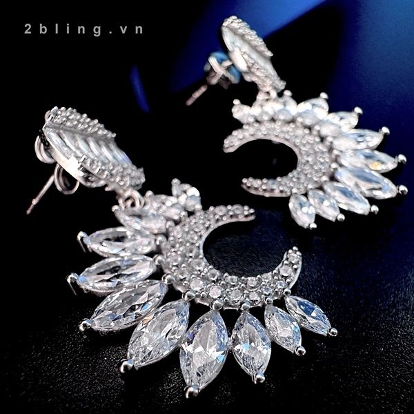  Bông tai nữ đá moissanite - 2BJB10 - Silver 