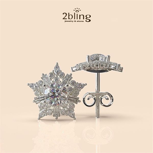  Bông tai nữ đá moissanite -2BJB9 - Silver 