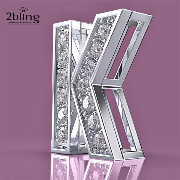  Mặt thiết kế 14k - Mặt kí tự- vàng trắng + kim cương - SP000551 