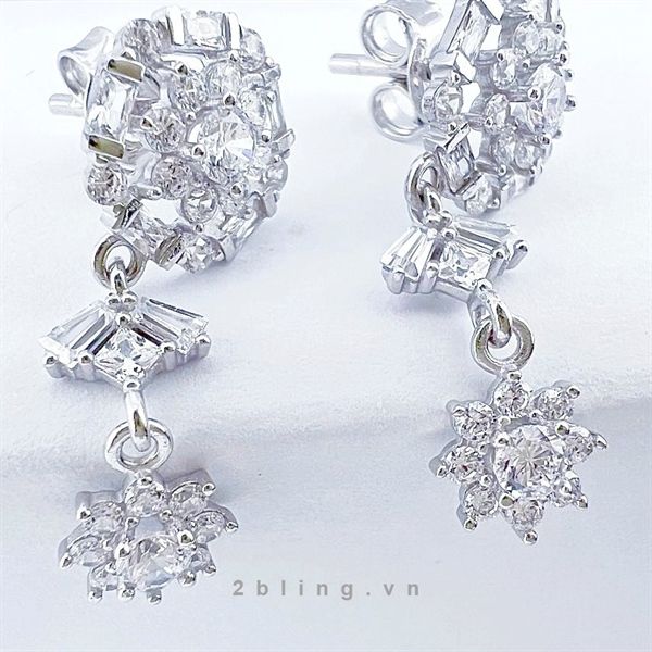  Bông tai nữ đá moissanite - 2BJB17 - Silver 