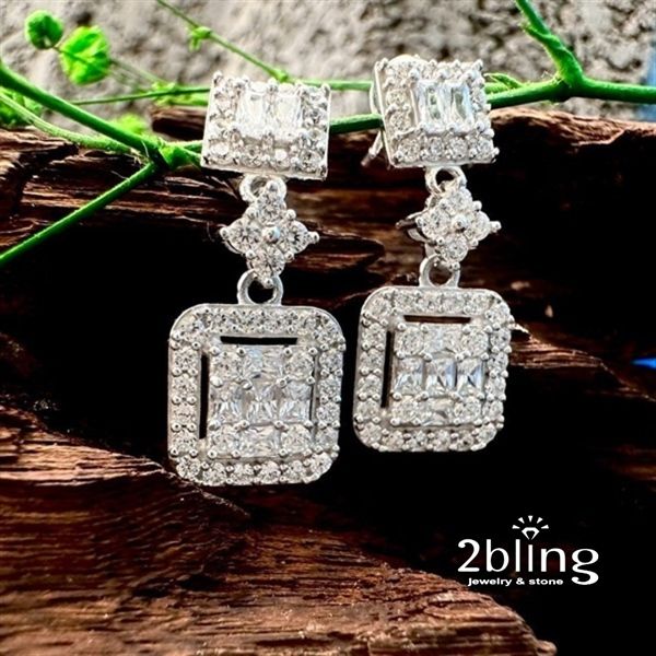  Bông tai nữ đá moissanite - 2BJB16 - Silver 