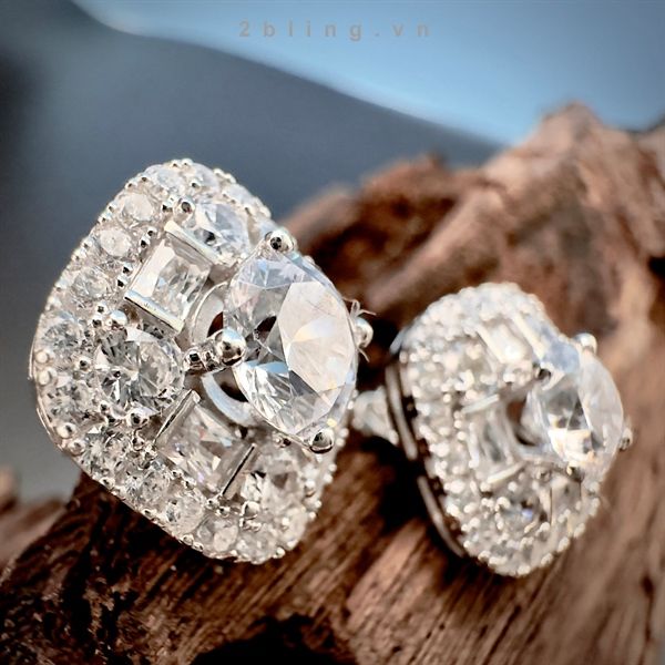  Bông tai nữ đá moissanite - 2BJB24 - Silver 