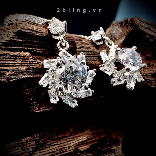  Bông tai nữ đá moissanite - 2BJB29 - Silver 