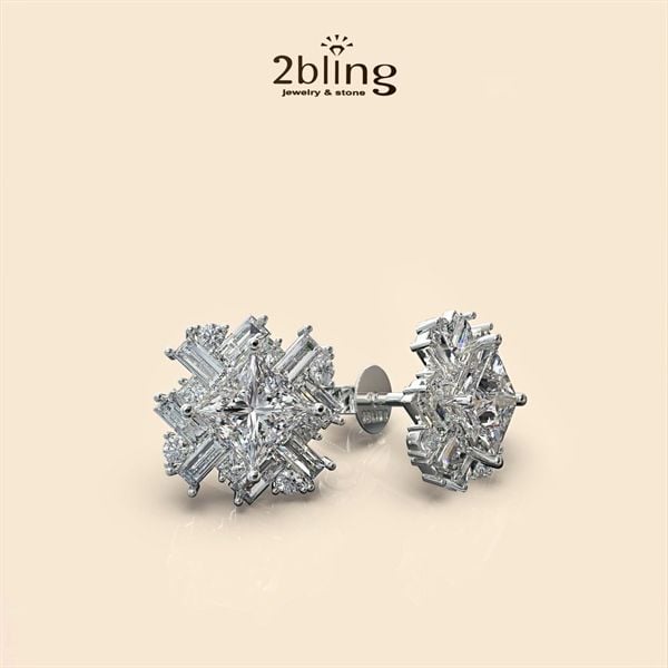  Bông tai nữ đá moissanite - 2BJB26 - Silver 