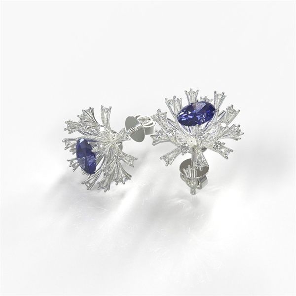  Bông tai thiết kế Lolite - S95 + Đá Lolite + Đá Moissanite 