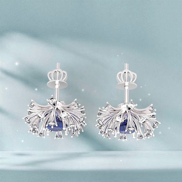  Bông tai thiết kế Lolite - S95 + Đá Lolite + Đá Moissanite 