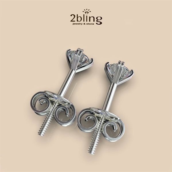  Bông tai nữ đá moissanite - 2BJB1 (4ly) - Silver 