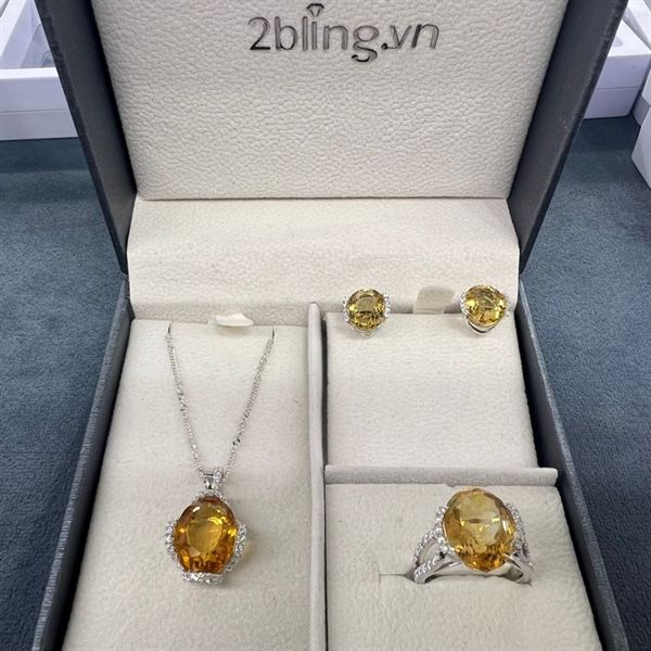  Bộ BANA - Vàng 14k + đá moi + đá citrine 