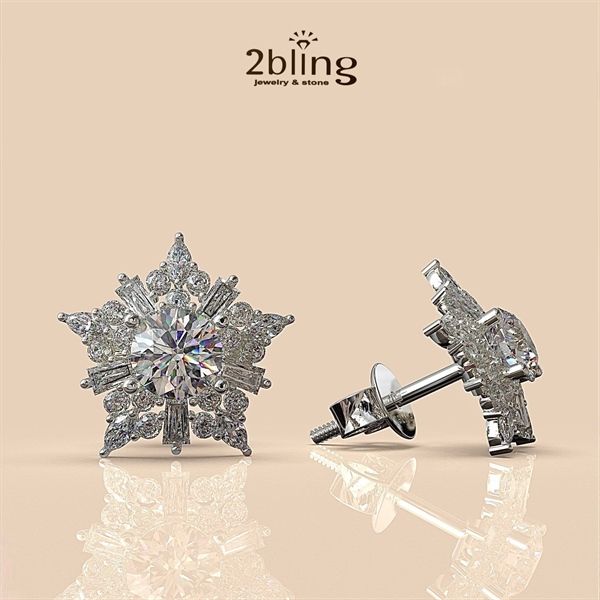  Bông tai nữ đá moissanite -2BJB9 - Silver 