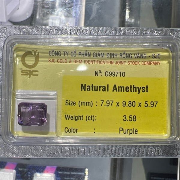  Đá Amethyst - Chữ nhật 7.97 x 9.80 x 5.97 ly - 3.58 ct 