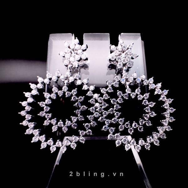  Bông tai nữ đá moissanite - 2BJB5 - Silver 
