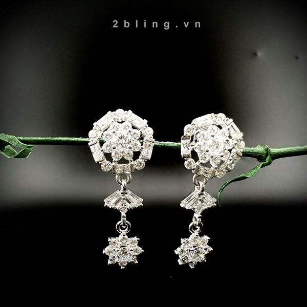  Bông tai nữ đá moissanite - 2BJB17 - Silver 