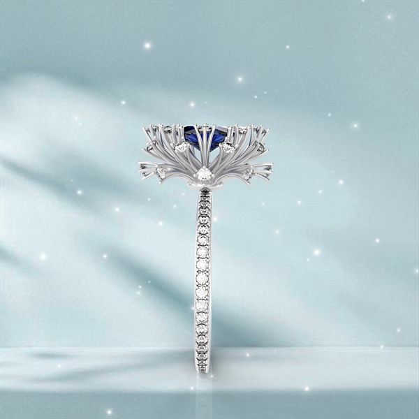  Nhẫn Thiết Kế Lolite - Đá Lolite + Đá Moissanite - 2BJNTK69 