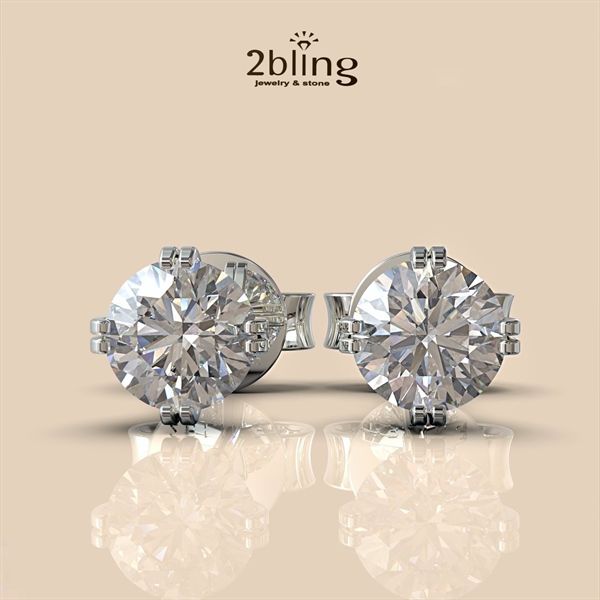  Bông tai nữ đá moissanite - 2BJB1 (4ly) - Silver 