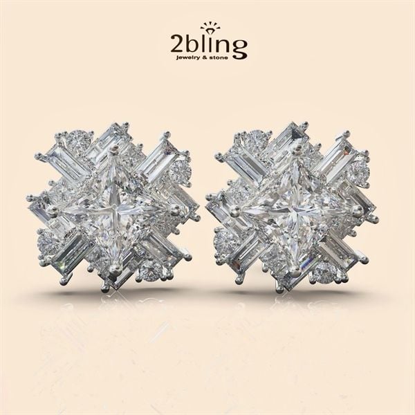  Bông tai nữ đá moissanite - 2BJB26 - Silver 