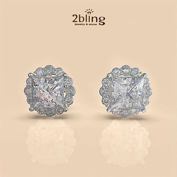  Bông tai nữ đá moissanite - 2BJB11 - Silver 