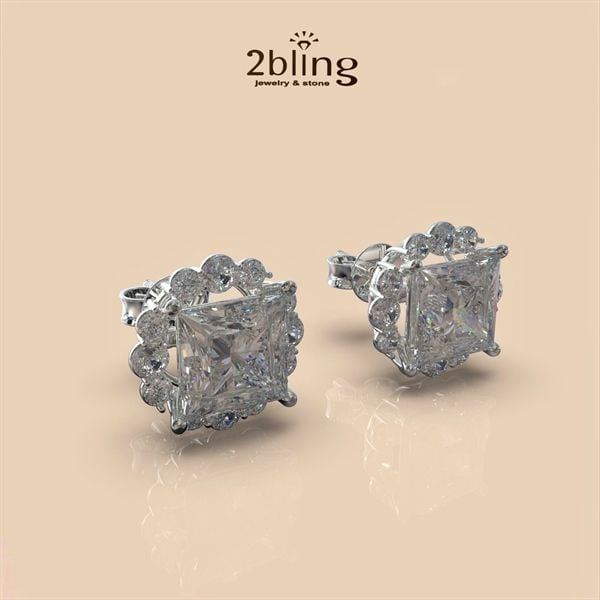  Bông tai nữ đá moissanite - 2BJB11 - Silver 