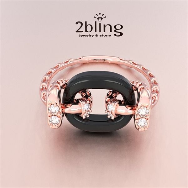  Nhẫn Thiết Kế 18K - Đá Cẩm Thạch Đen - 2BJNTK09 