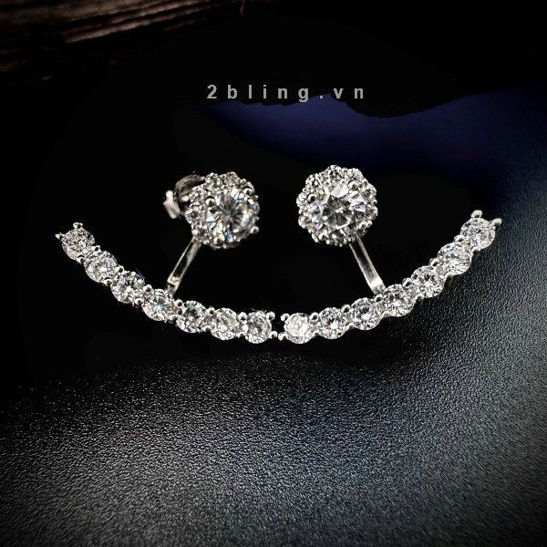  Bông tai nữ đá moissanite - 2BJB14 - Silver 