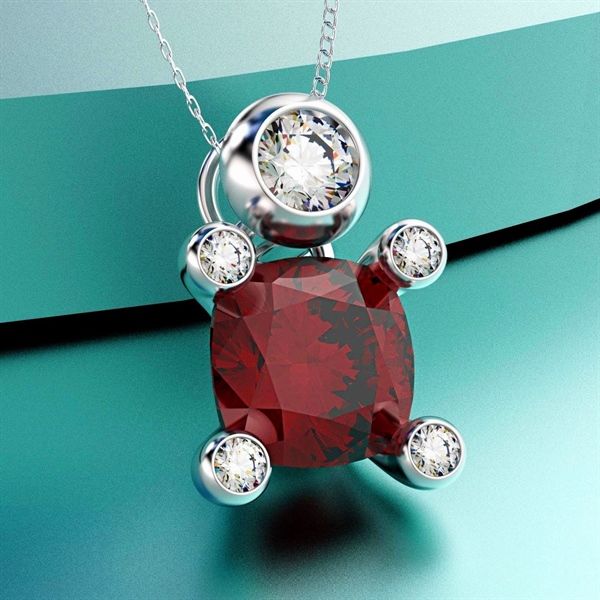  Mặt dây chuyền thiết kế đá tourmaline Hồng - S95 + Đá moisanite 