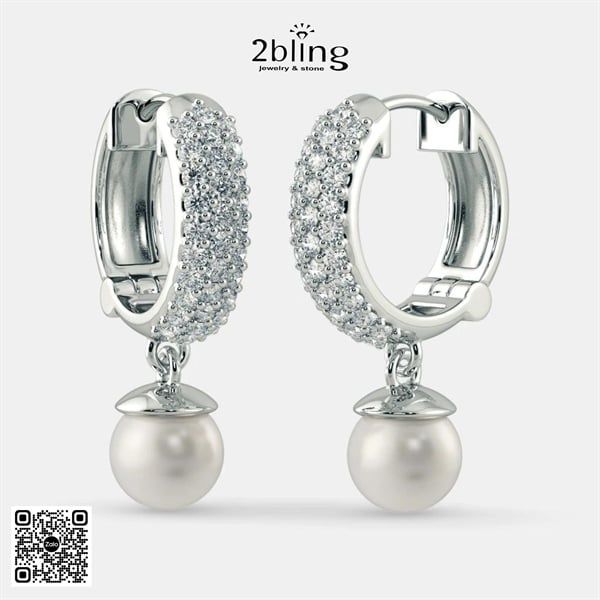  Bông tai ngọc trai + đá moissanite 