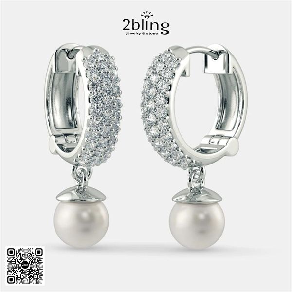  Bông tai ngọc trai + đá moissanite 