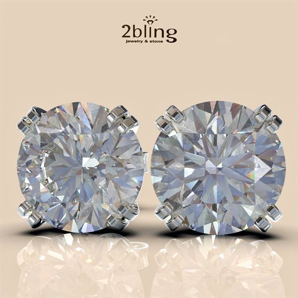  Bông tai nữ đá moissanite - 2BJB4 (9ly) - Silver (cặp) 