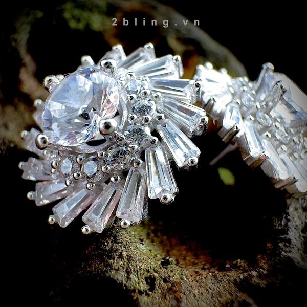  Bông tai nữ đá moissanite - 2BJB6 - Silver 