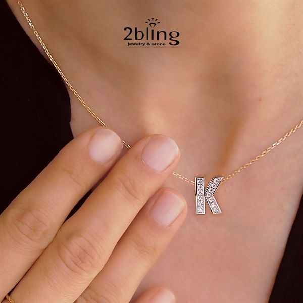  Mặt thiết kế 14k - Mặt kí tự- vàng trắng + kim cương - SP000551 