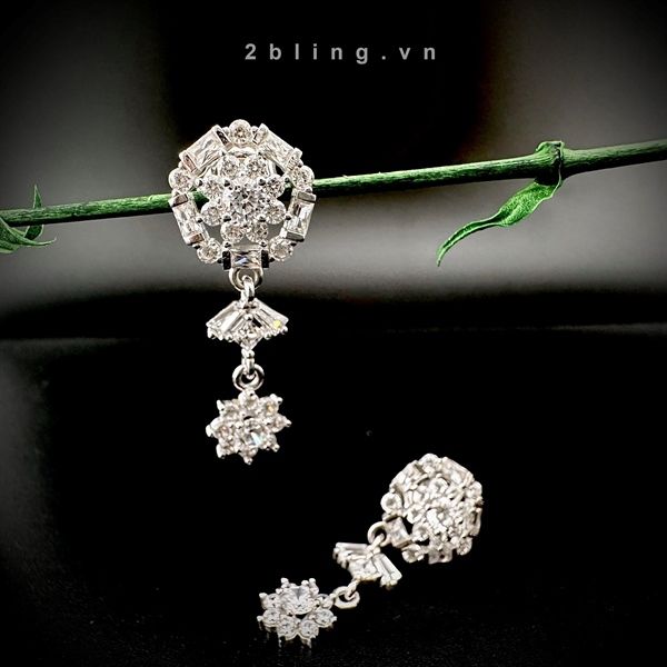  Bông tai nữ đá moissanite - 2BJB17 - Silver 