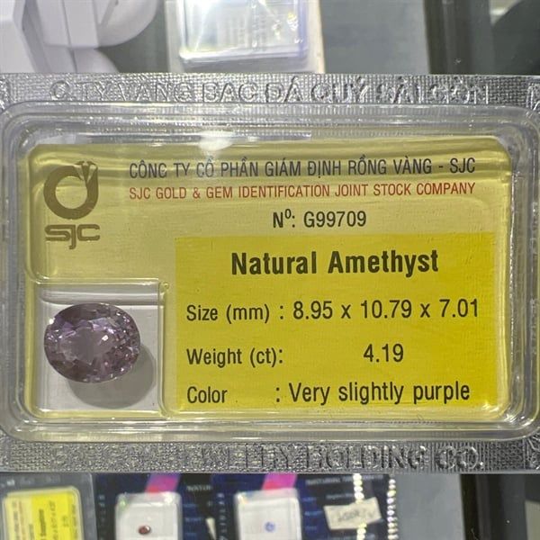  Đá Amethyst - Oval 8.95 x 10.79 x 7.01 ly - 4.19 ct 